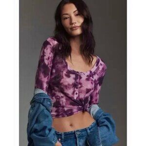 Anthropologie Pilcro Andie Ribbed Henley Top